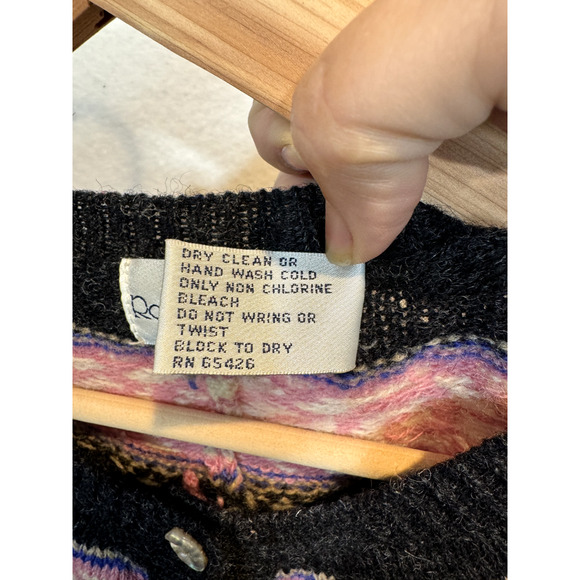 Vtg Robert Scott Ltd 100% Wool Cardigan Sweater Floral Women Sz 36 MED Button Up - Picture 11 of 13